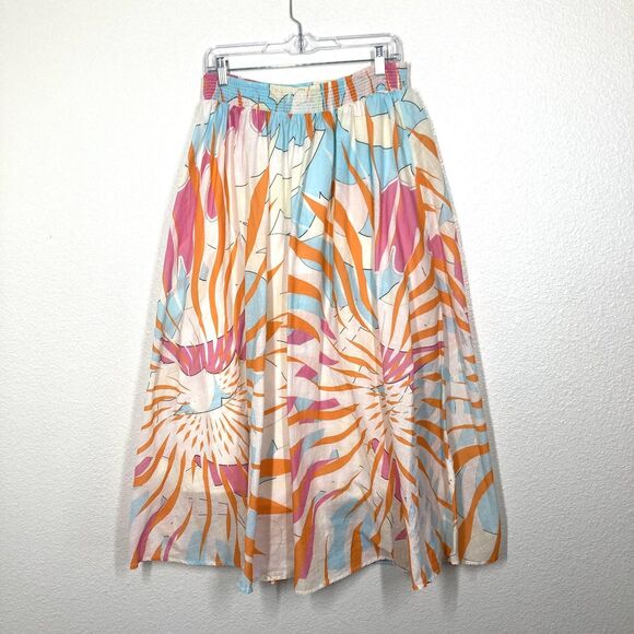 Maeve Anthropologie Skirt Womens Medium Abstract Midi Boho Lined Flowy Skirt - Picture 1 of 15